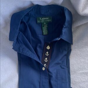 Lauren Ralph Lauren Navy Blouse with Nautical Details